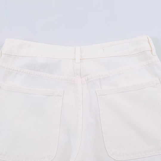 Damen High-Waist Wide‑Leg Jeans mit aufgesetzten Fronttaschen und Mittelnaht-Detail Nord Taschen