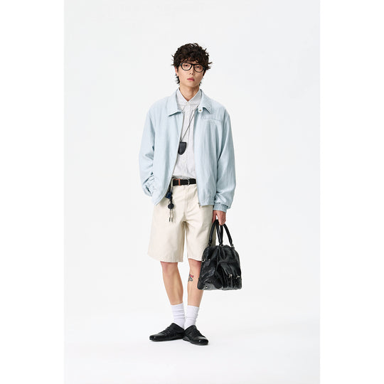 Unisex Oversize-Denim-Blouson mit fransigen Kanten und Druckknopfleiste Nord Taschen