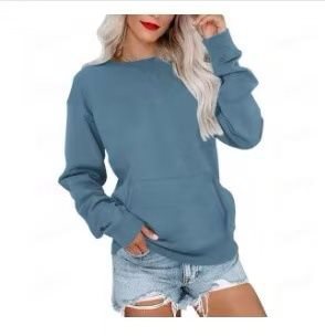 Damen Lockeres Sweatshirt mit Rundhalsausschnitt und Kängurutasche Nord Taschen