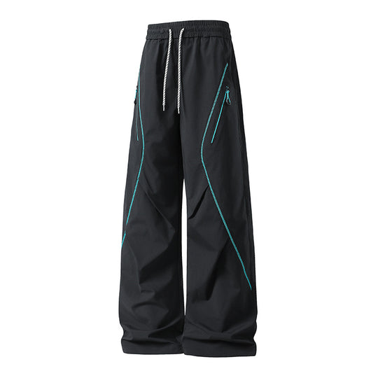Herren Weite Utility-Jogginghose aus Funktionsnylon mit Kordelzug, Reißverschlusstaschen & kontrastierenden Nahtleisten Nord Taschen