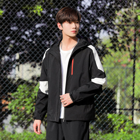 Herren Sportliche Softshell-Outdoorjacke mit Kapuze, Colorblock-Ärmel und wasserabweisender Membran Nord Taschen