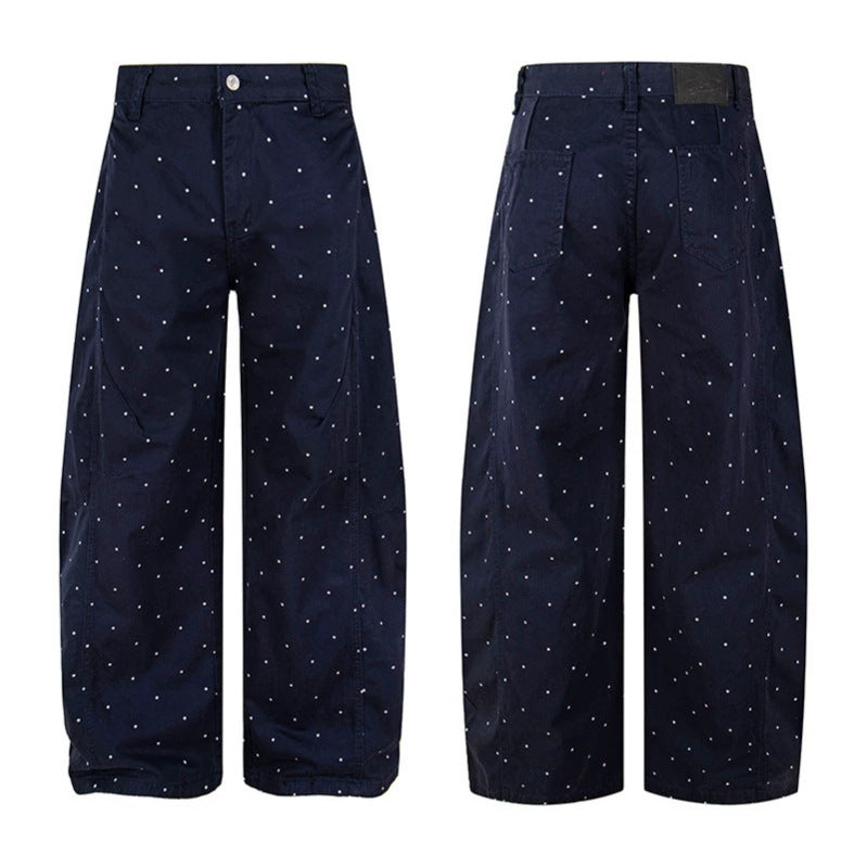 Damen High‑Waist Palazzo‑Hose im Culotte‑Stil mit weitem Bein und dezentem Punktmuster Nord Taschen