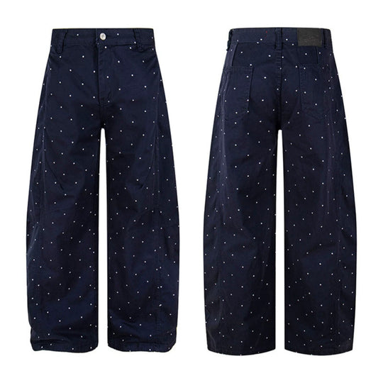 Damen High‑Waist Palazzo‑Hose im Culotte‑Stil mit weitem Bein und dezentem Punktmuster Nord Taschen