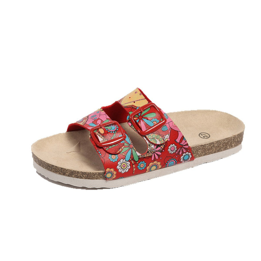 Damen modische Zehentrenner-Sandalen mit floralem Design und anatomischem Fußbett Nord Taschen