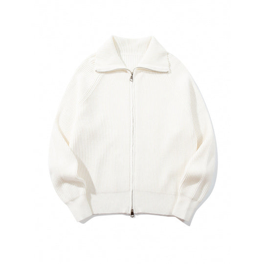 Unisex Grobgerippte Zip-Strickjacke mit Stehkragen, Raglanärmeln und Zwei-Wege-Reißverschluss Nord Taschen