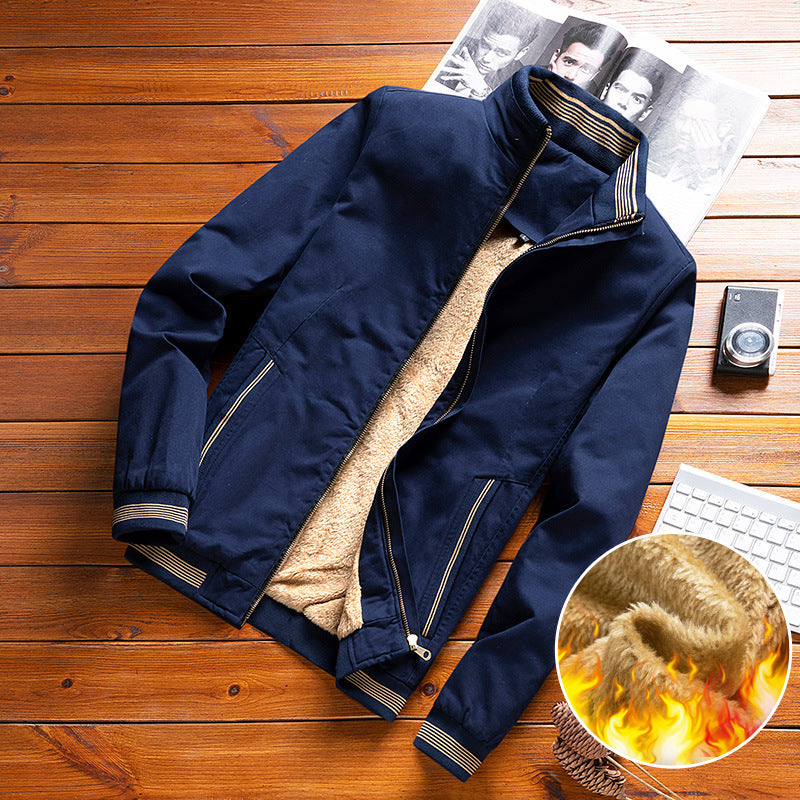 Herren Leichte Canvas-Übergangsjacke im Bomberstil mit gestreiftem Rippkragen und verdecktem Reißverschluss Nord Taschen