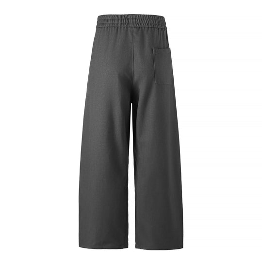 Damen Hochtaillierte Culotte-Hose mit weitem Bein und elastischem Bund Nord Taschen