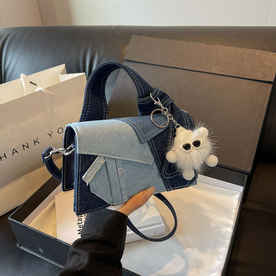 Damen Umhängetasche im Jeans-Design mit charakteristischem Knotenakzent Nord Taschen