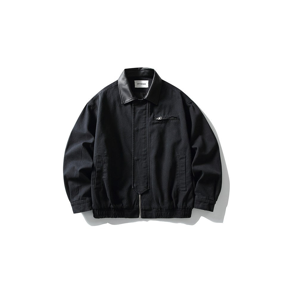 Herren Boxy-Canvas-Blouson mit kontrastierendem Kunstlederkragen und elastischem Saum Nord Taschen