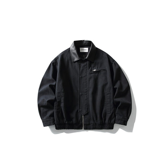 Herren Boxy-Canvas-Blouson mit kontrastierendem Kunstlederkragen und elastischem Saum Nord Taschen