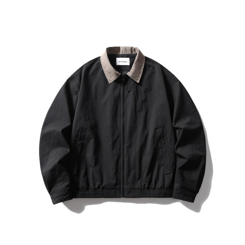 Herren Leichte Harringtonjacke mit Cordkragen und elastischem Saum Nord Taschen