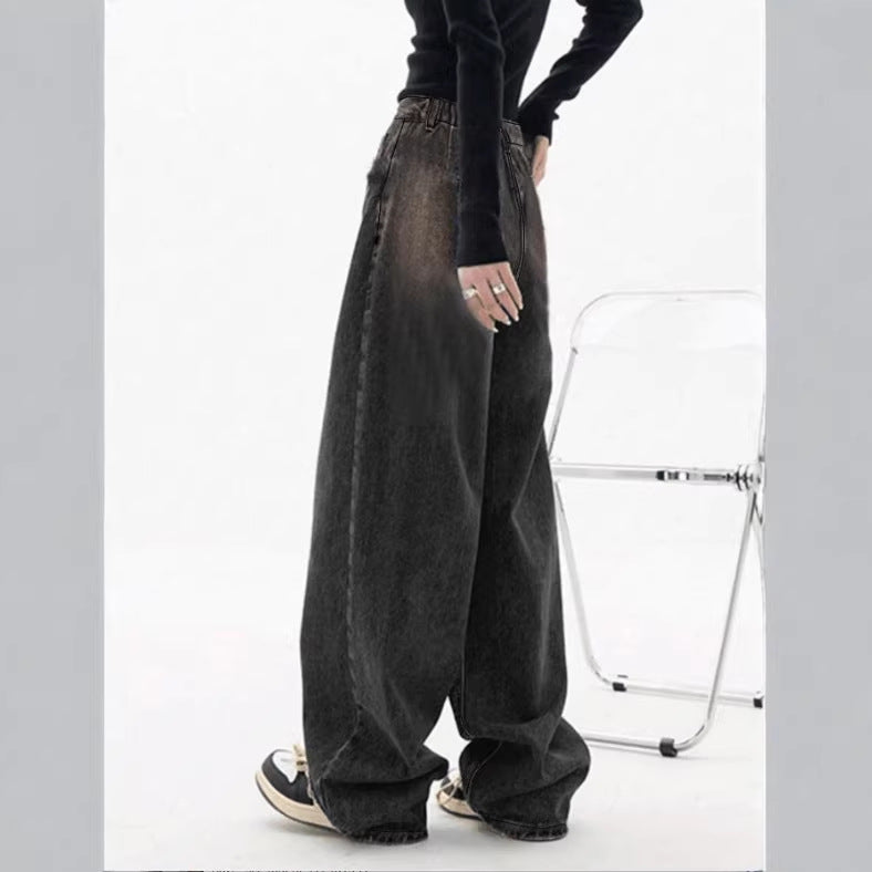 Damen Extraweite High‑Waist Denim‑Baggy‑Jeans mit verlängertem Saum Nord Taschen