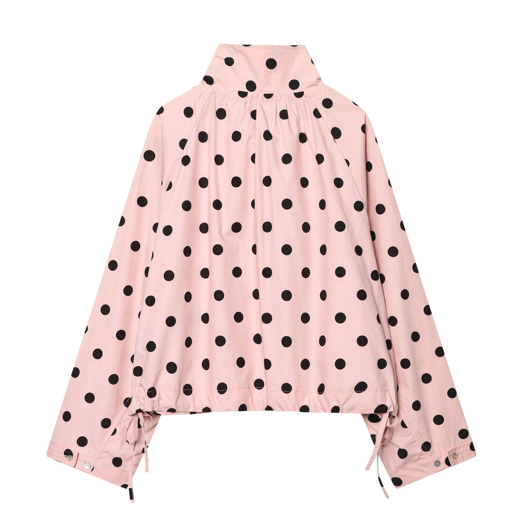 Damen 70+ gepunktete Cropped-Übergangsjacke mit Stehkragen und Kordelzug Nord Taschen