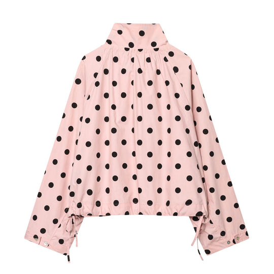 Damen 70+ gepunktete Cropped-Übergangsjacke mit Stehkragen und Kordelzug Nord Taschen