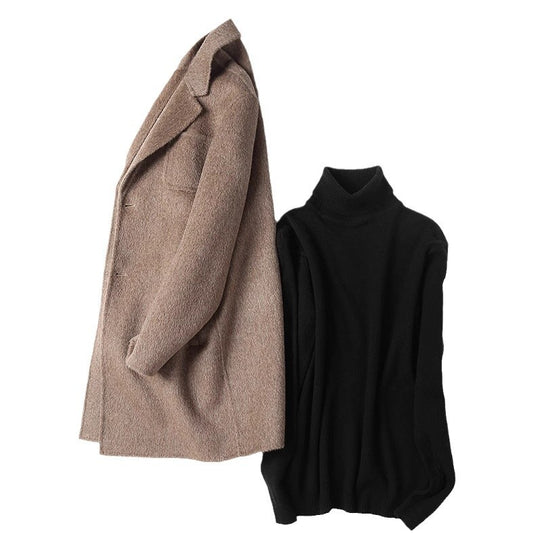 Herren Strukturierter Longcoat aus Wollmix mit fallendem Revers und Ein-Knopf-Verschluss Nord Taschen