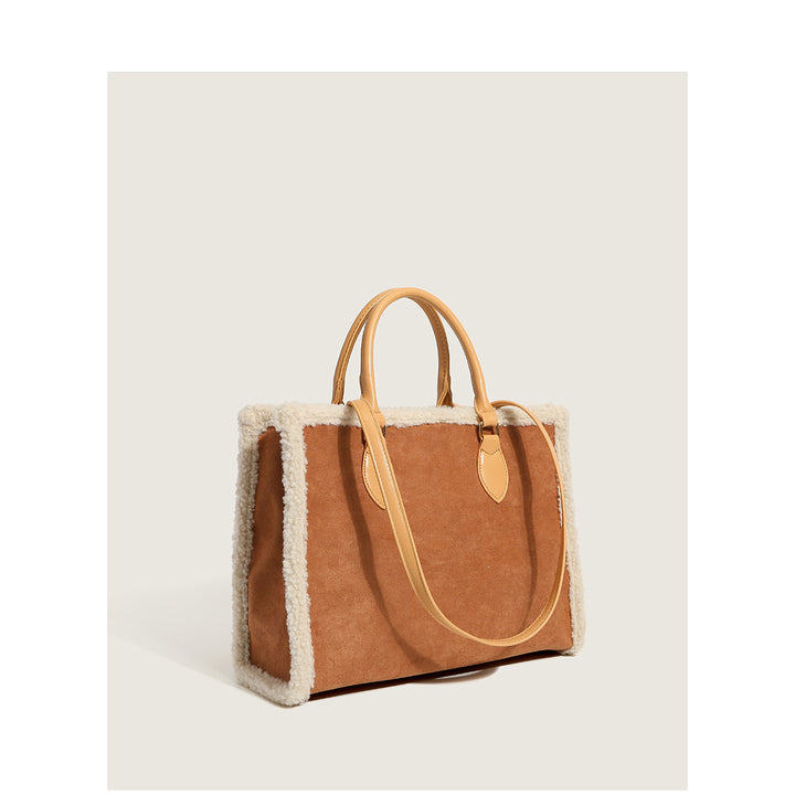 Damen Shopper-Tasche mit elegantem Fellbesatz Nord Taschen