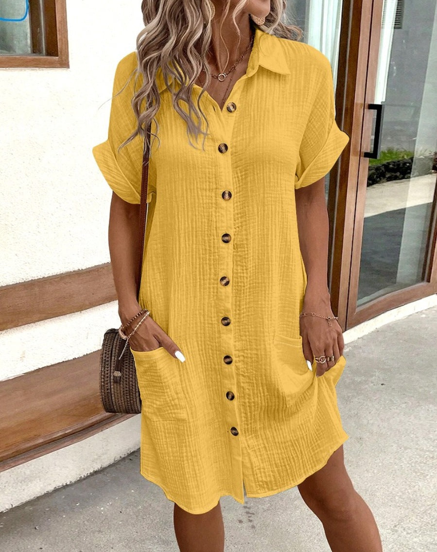 Damen Hemdkleid mit Knopfleiste und praktischen Taschen
