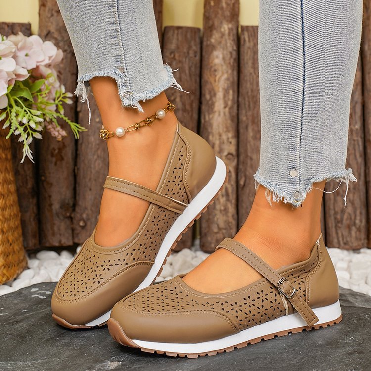 Damen Atmungsaktive Ballerinas mit dekorativer Perforation