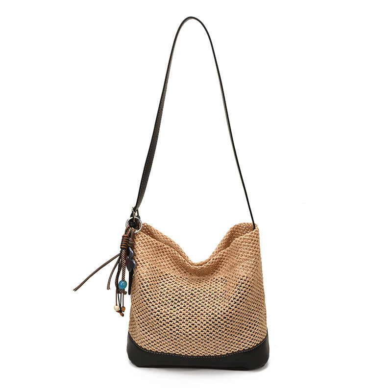 Damen Hobo-Tasche aus handgewebtem Naturmaterial mit großzügigem Stauraum Nord Taschen