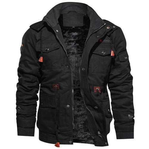 Herren winddichte Multifunktions‑Fieldjacke aus Canvas mit wärmender Teddyplüsch‑Innenlage und verstellbarem Kordzug Nord Taschen