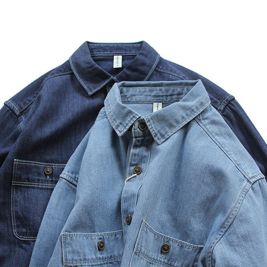 Herren Denim-Worker-Hemdjacke mit Brusttaschen und lockerer Passform Nord Taschen