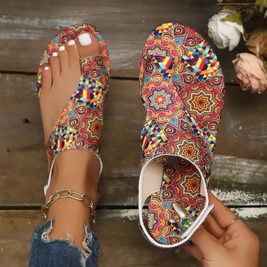 Damen bequeme Zehentrenner mit fesselndem Paisleymuster