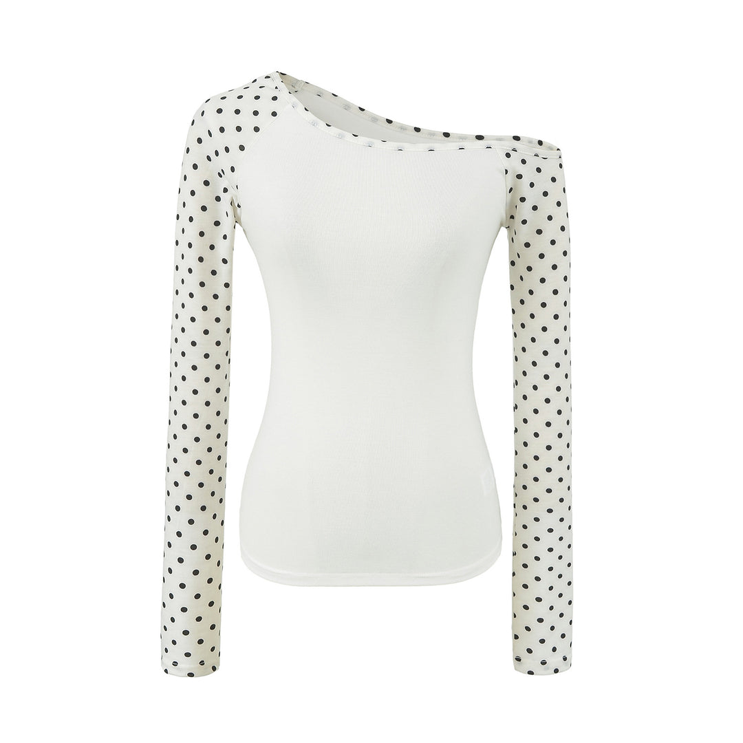 Damen Asymmetrisches Longsleeve mit Polka-Dot Raglanärmeln Nord Taschen