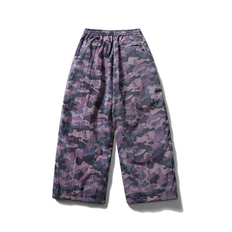 Herren Locker geschnittene Ripstop-Freizeithose mit Camouflage-Muster und elastischem Kordelbund Nord Taschen