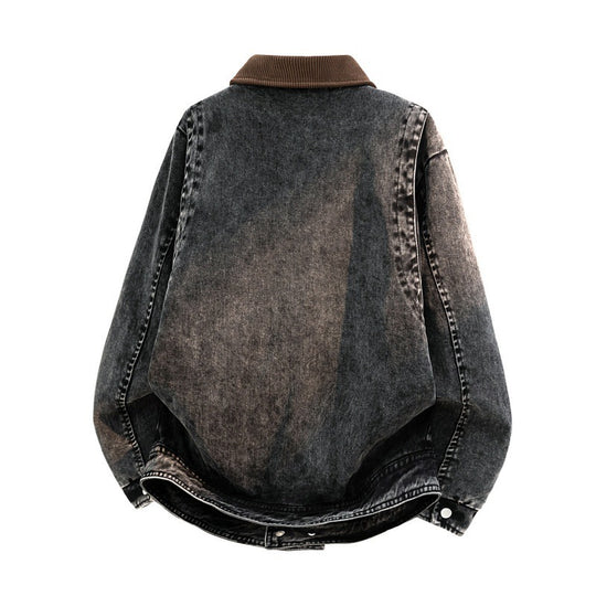 Herren Lässige Denimjacke mit Cordkragen Nord Taschen