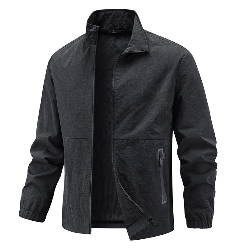 Herren Leichte technische Übergangsjacke mit Stehkragen atmungsaktivem Mesh-Futter und wasserabweisenden Reißverschlusstaschen Nord Taschen