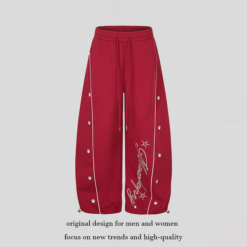 Damen Lockerfallende Palazzo‑Sweathose im Athleisure‑Look mit Tunnelzugbund und Script‑Print Nord Taschen