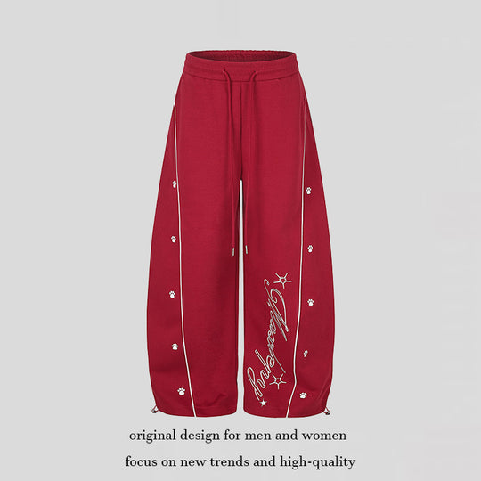 Damen Lockerfallende Palazzo‑Sweathose im Athleisure‑Look mit Tunnelzugbund und Script‑Print Nord Taschen
