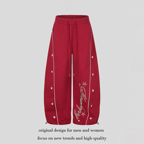 Damen Lockerfallende Palazzo‑Sweathose im Athleisure‑Look mit Tunnelzugbund und Script‑Print Nord Taschen