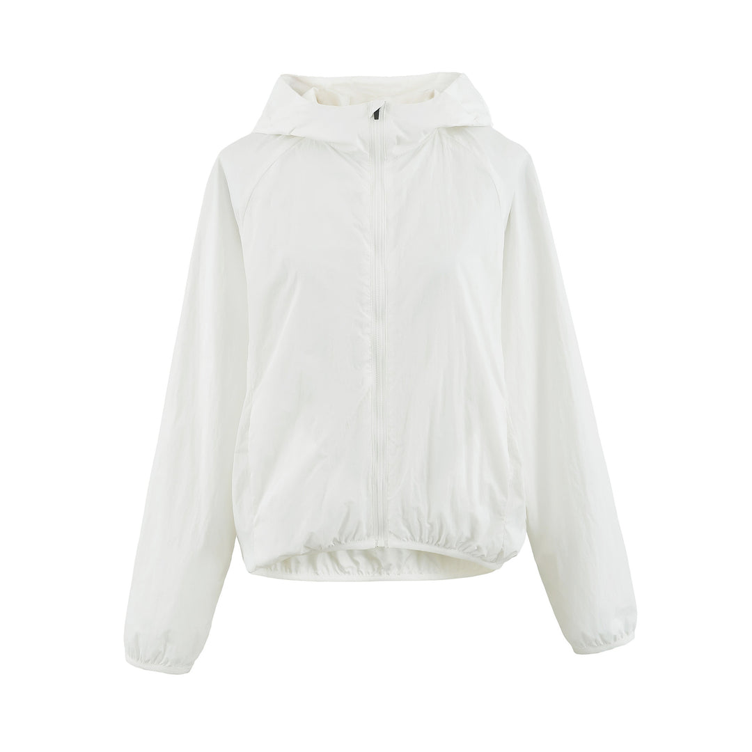 Damen Ultraleichte Kapuzen-Windbreaker mit verlängertem Rückensaum und elastischem Saum Nord Taschen