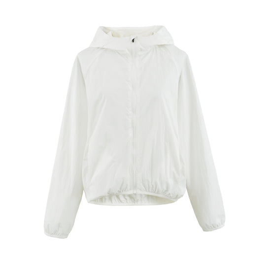 Damen Ultraleichte Kapuzen-Windbreaker mit verlängertem Rückensaum und elastischem Saum Nord Taschen