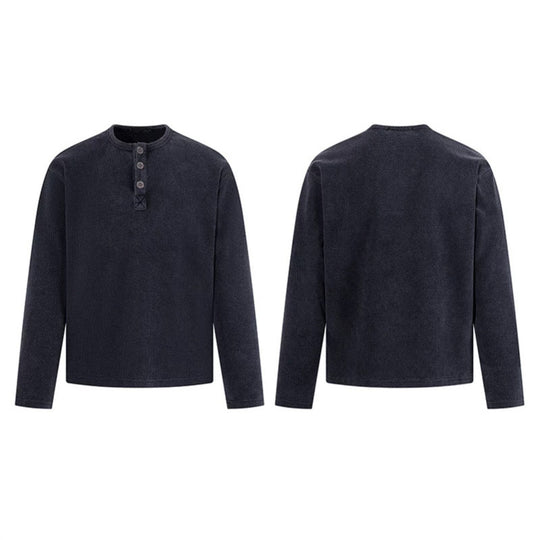 Herren Waffelstrick-Henleyshirt mit Knopfleiste und lässigem Regular-Fit Nord Taschen