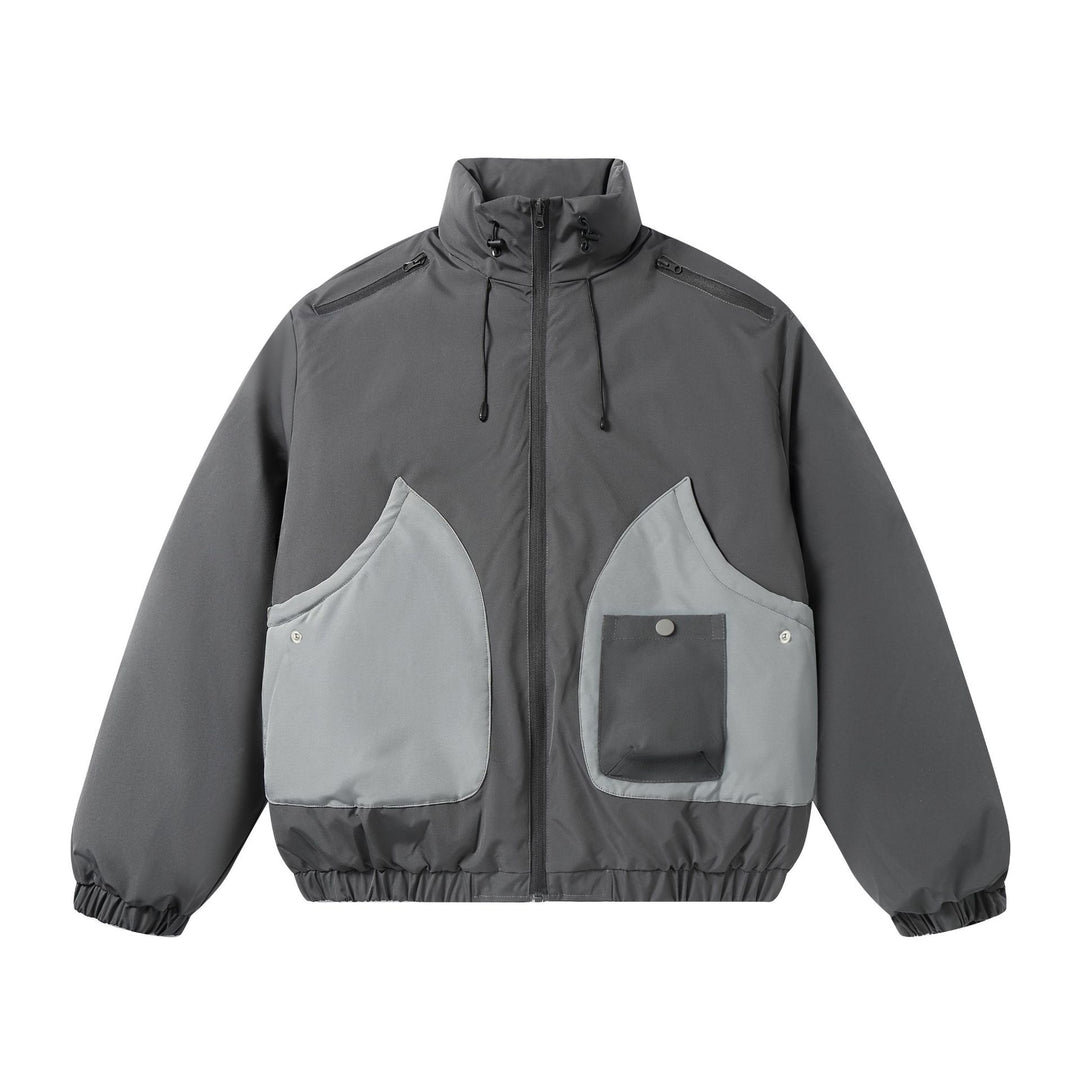 Herren Kurz geschnittene zweifarbige Utility-Transition-Jacke mit hohem Stehkragen und großen Fronttaschen Nord Taschen