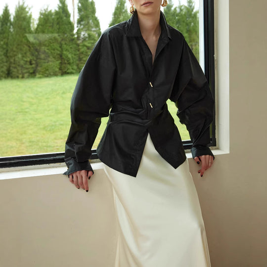 Damen Oversized Bluse mit ausgefallenem Schnitt Nord Taschen