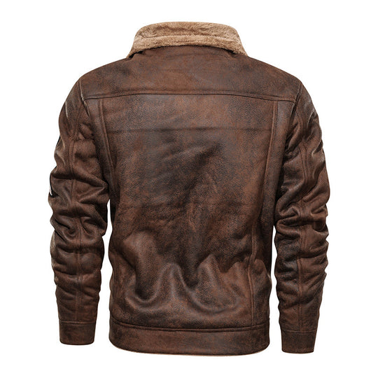 Herren Wildlederjacke mit Teddyfutter und Military-Patches Nord Taschen