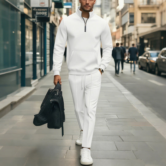 Herren Hochwertiger Stehkragen Pullover mit Zipper Nord Taschen