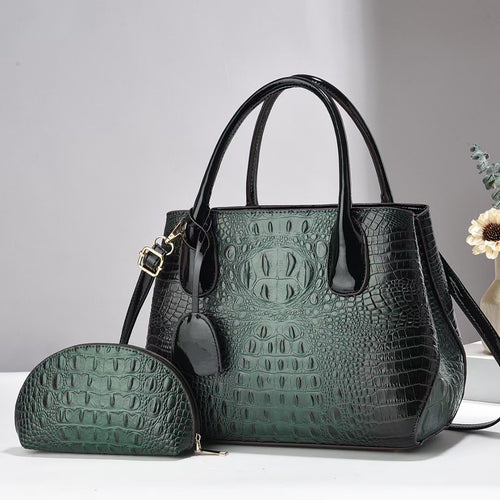 Damen Handtasche mit elegantem Krokodil-Look und abnehmbarer Clutch Nord Taschen