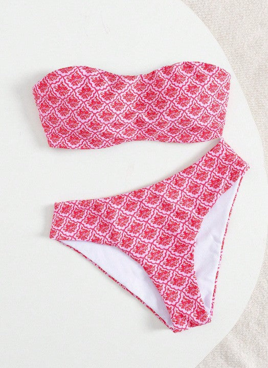 Damen Bandeau-Bikini mit elegantem Muster Nord Taschen