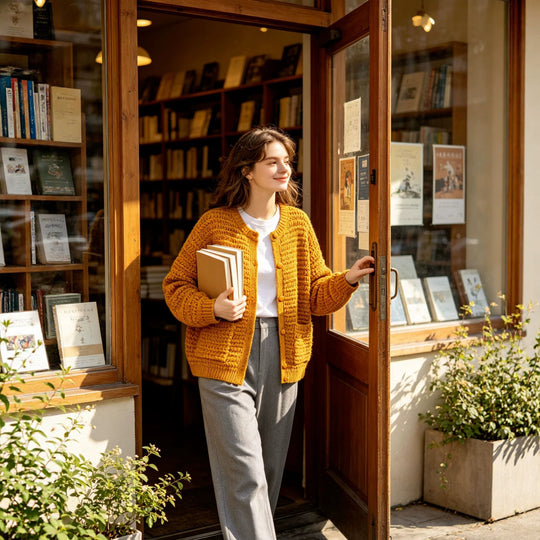 Damen Grobgestrickter Oversize-Cardigan mit Knopfleiste und aufgesetzten Taschen Nord Taschen