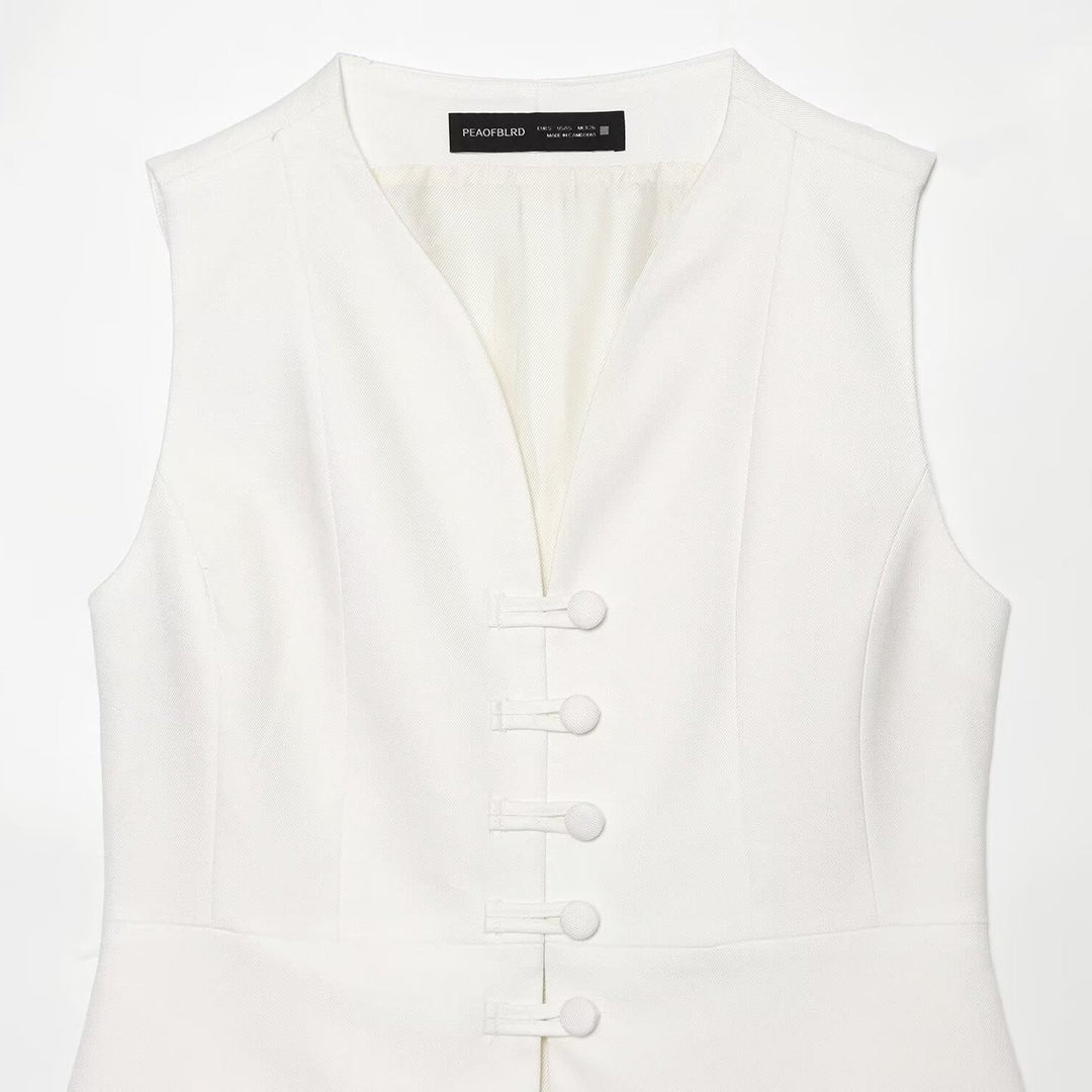 Damen High-Waist Schlaghose mit Zierknopfleiste und Eingrifftaschen Nord Taschen