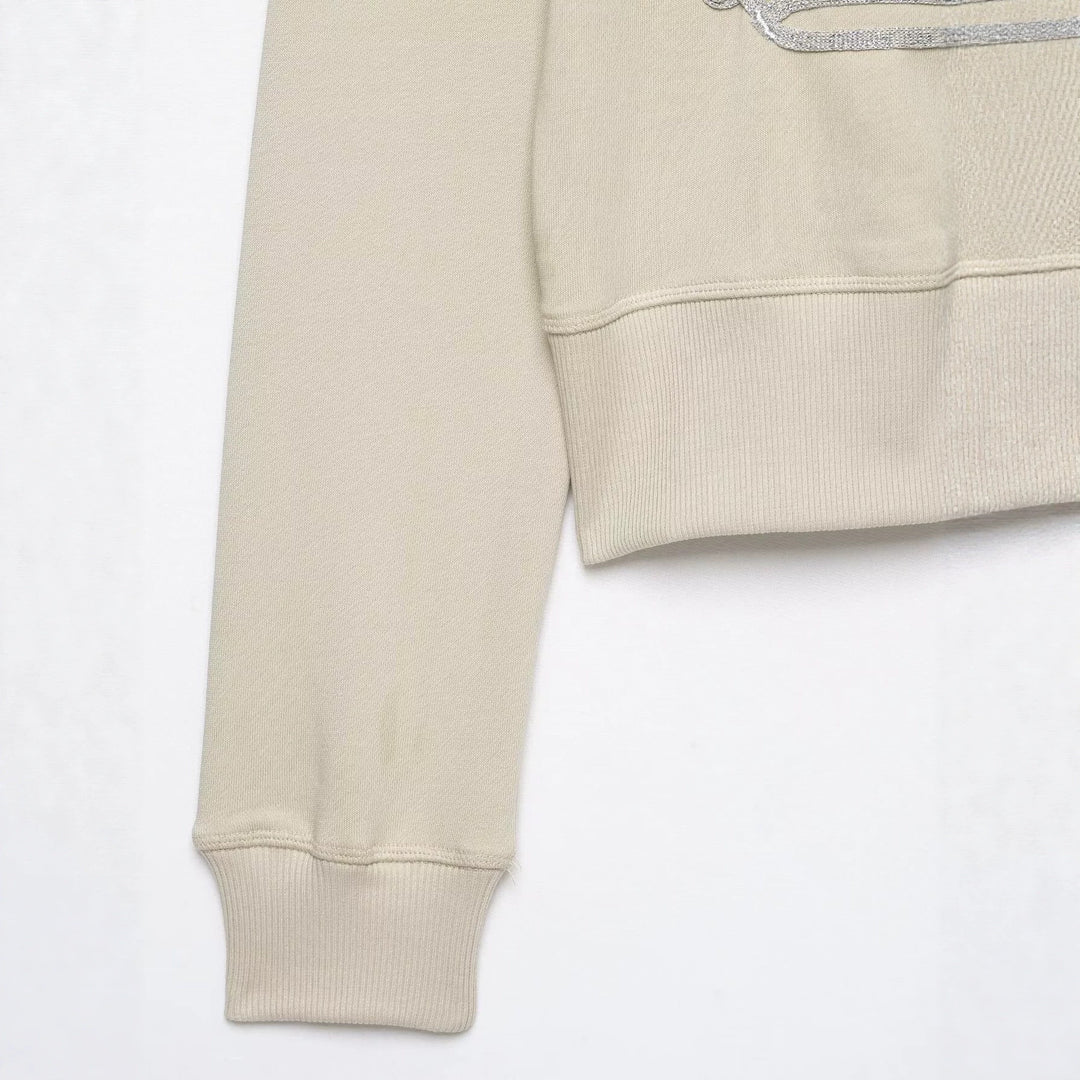 Damen Kurzgeschnittene Sweatjacke mit Stehkragen und militärisch inspirierten Zierkordeln Nord Taschen