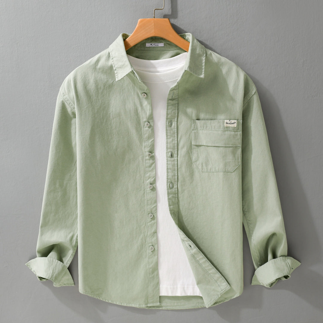 Herren Leichtes Baumwoll-Overshirt mit Kentkragen, Brusttasche und Relaxed-Fit Nord Taschen