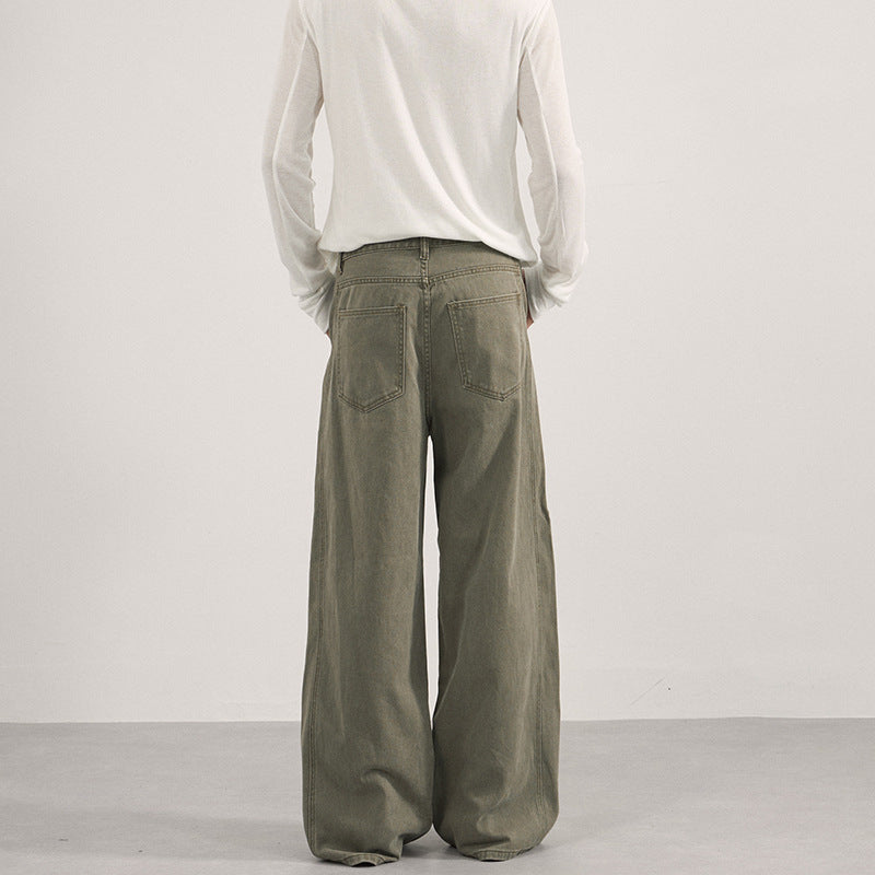 Damen Extraweite Twill‑Palazzohose mit tiefem Schritt und dekorativen Nahtpaneelen Nord Taschen