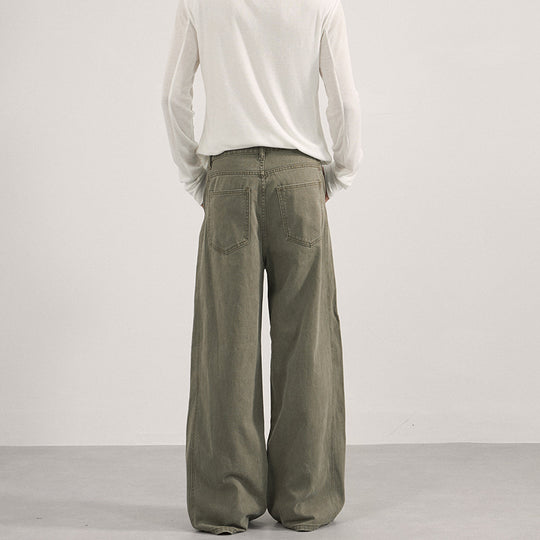 Damen Extraweite Twill‑Palazzohose mit tiefem Schritt und dekorativen Nahtpaneelen Nord Taschen