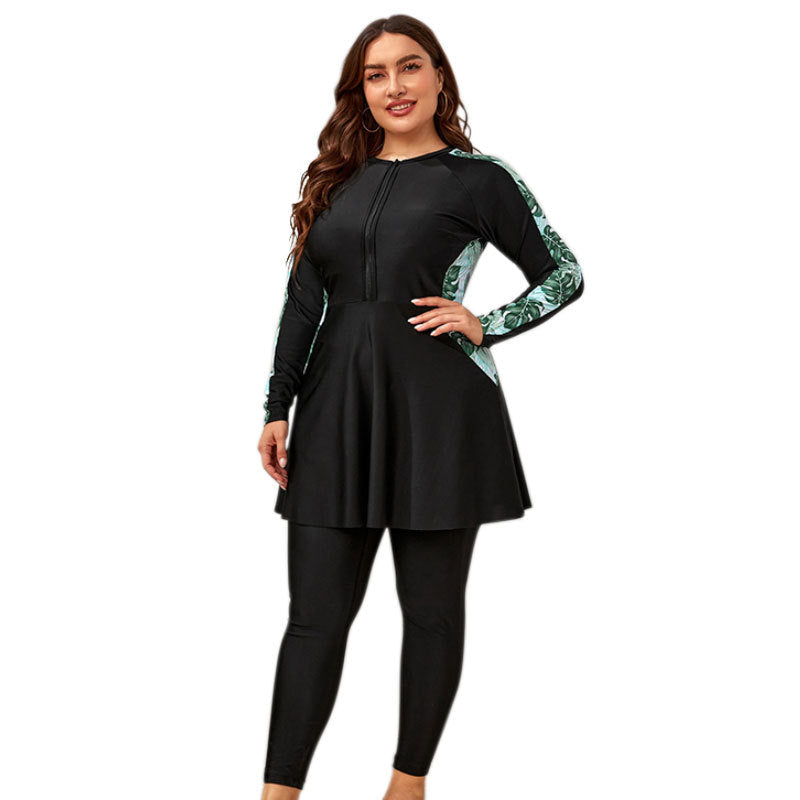 Damen Sportlicher Badeanzug mit langem Arm und seitlichem Druck