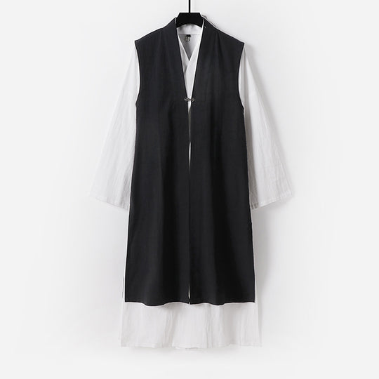 Damen Langer ärmelloser Kimono-Weste mit minimalistischer Linienführung und dekorativem Knebelverschluss Nord Taschen